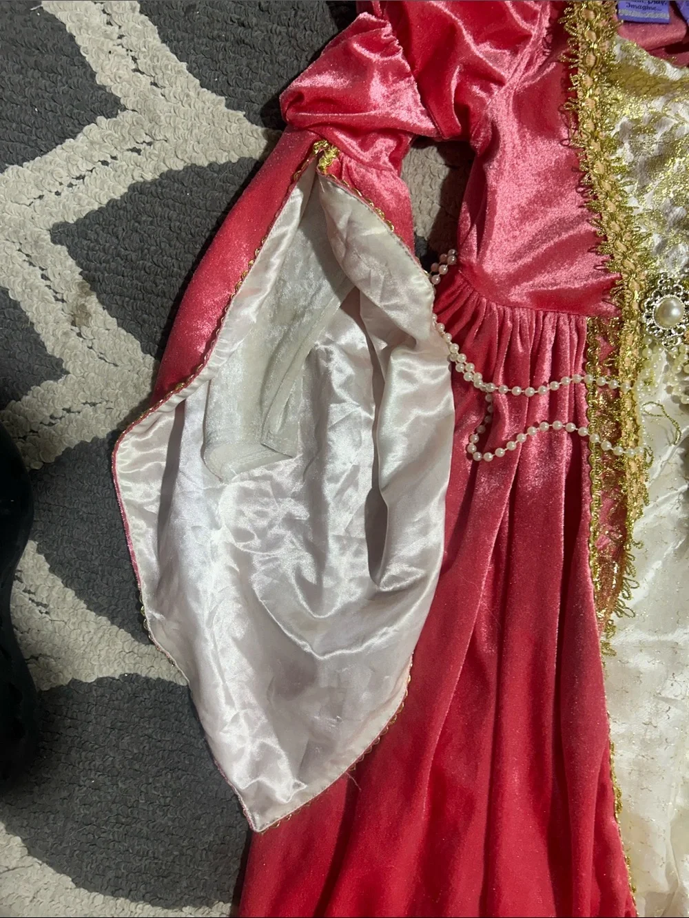Girls Pink and Gold Princess Dress Costume